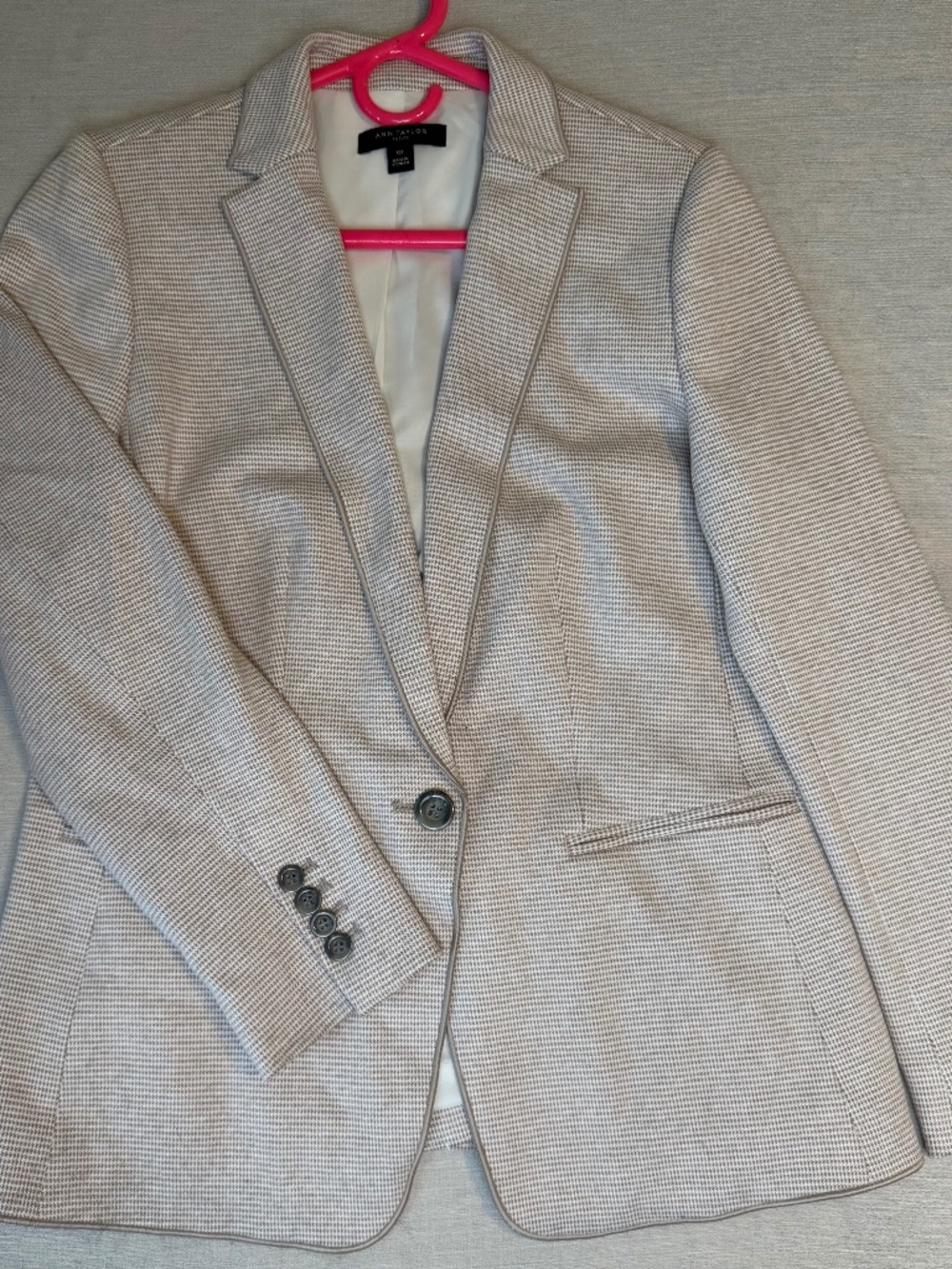 Ann Taylor Petite Houndstooth Single Button Blazer 10P